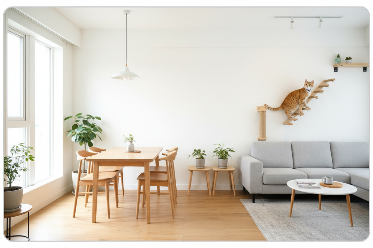 Chat égyptien dominant depuis la bibliothèque